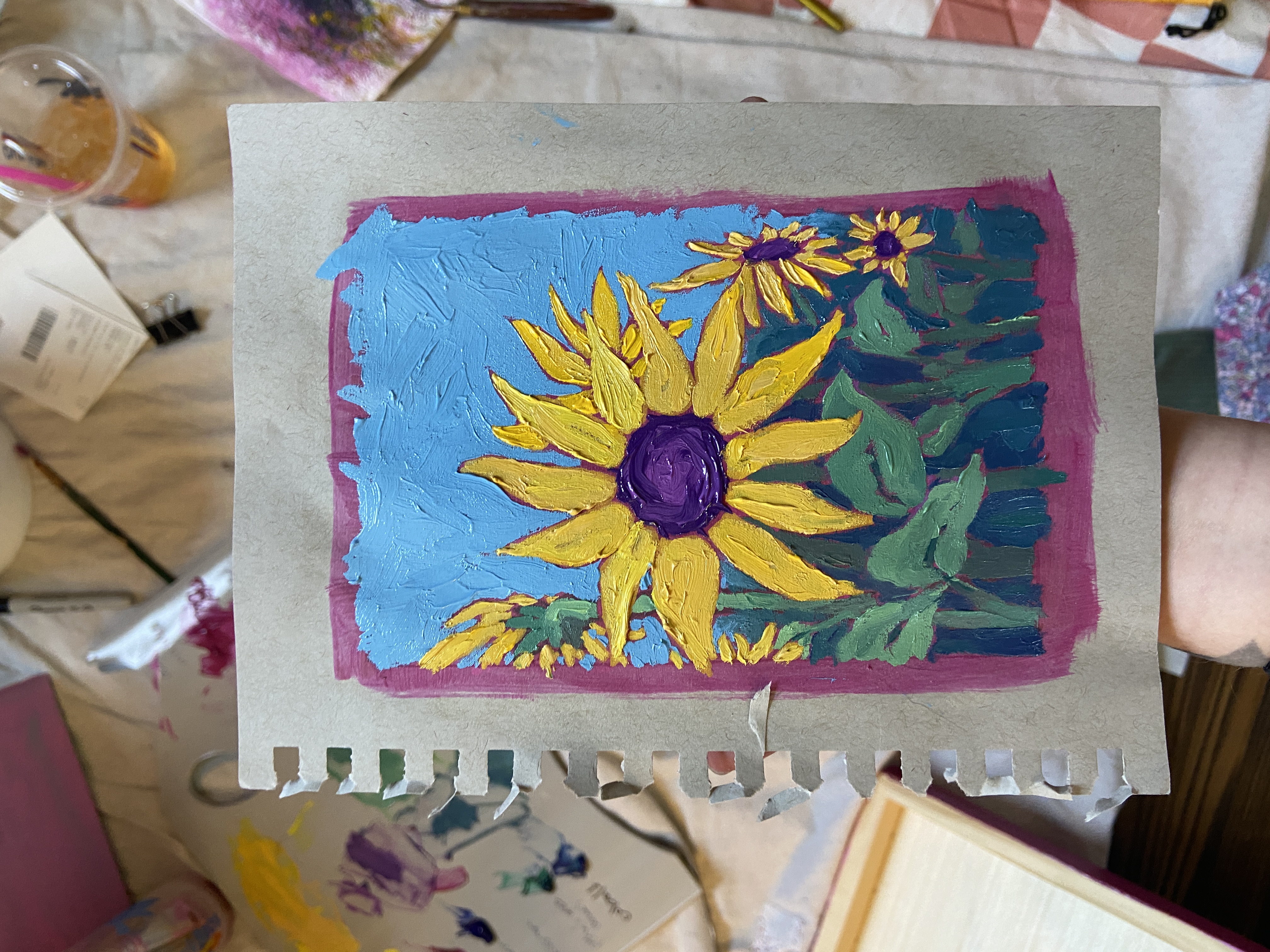 Colorful detail of Sunflower's painting